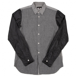 コムデギャルソン オムプリュス 製品染めクレイジーパターンシャツ グレー黒XS