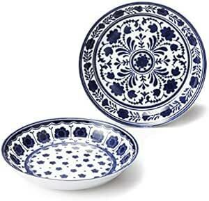 [Dolce duo] カレー皿 パスタ皿 大皿 直径22.5×高さ4cm 藍色 2枚 日本製 電子レンジ・食洗機対応 グランブル