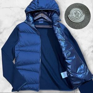 定価30万!!!驚愕のXL!!!【モンクレール MONCLER】最高級黒タグ◎美品 マグリア MAGLIA ダウンジャケット ハイブリッドパーカー 切り替え 黒