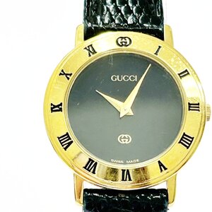 【1円スタート】【箱付き】GUCCI グッチ 3000L GP ブラック文字盤 クオーツ レディース腕時計 ジャンク 343155