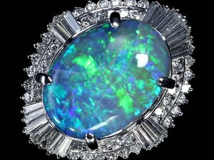 ZL14222S初売り【1円～】新品【RK宝石】≪opal≫ 上質ブラックオパール 特大7.82ct 極上ダイヤモンド 1.11ct Pt900 超高級リング ダイヤ