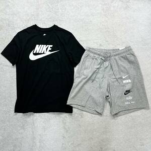 新品未使用 NIKE XLサイズ ナイキ セットアップ Tシャツ ハーフパンツ カットソー 人気ロゴ 定番 ショーツ ブラック 黒 スウェット 正規品