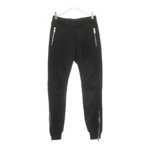 1piu1uguale3 ウノピゥウノウグァーレトレ BIKER ZIP RIB PANTS バイカースウェットパンツ MRP433 ブラック