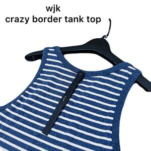 新品タグ付き wjk【7004 js13b】crazy border tank top クレイジーボーダータンクトップ サイズL/jun hashimoto ブルー 定価7,480円