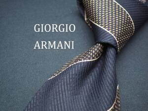 美品【GIORGIO ARMANI ジョルジオアルマーニ】 C1711 ネイビー系 SILK ブランド ネクタイ 古着 良品