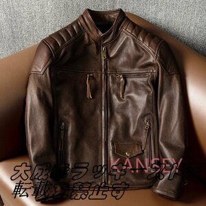 レザージャケット メンズ ハレージャケット　バイクジャケット　秋冬　　ライダース 高級牛革　本革革ジャン S～5XL