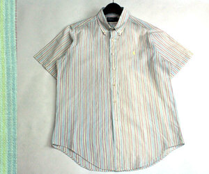 ポロ ラルフローレン Polo Ralph Lauren ボタンダウンストライプ半袖シャツ カジュアルシャツ サイズL 0627e