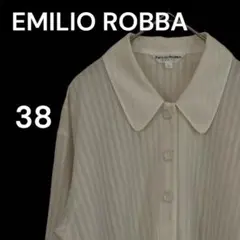 EMILIO ROBBA エミリオロバ ブラウス【38】オフホワイト ストライプ