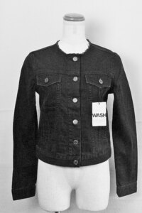 W*未使用品！ギャップ GAP 1969　ノーカラー　カラーデニムジャケット　ストレッチ XXS ブラック ok4424199286