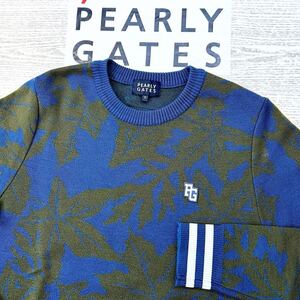 ★美品★PEARLY GATES パーリーゲイツ / PG89 ボタニカル クルーネックセーター / サイズ５