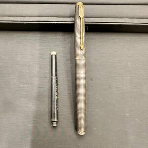 【#8048　PARKER パーカー 万年筆 STERLINGSILVER スターリングシルバー ペン先 14K刻印有 画像判断 筆記及び状態未確認 現状品 長期保管品