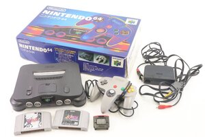 【3点】Nintendo64 任天堂 ニンテンドー64 本体 コントローラー コード付き ゼルダ 時のオカリナ等 メモリー拡張パック付き 箱付き 4573-NY