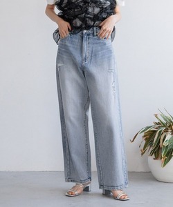 「LOWRYS FARM」 ダメージ加工デニムパンツ MEDIUM ブルー レディース