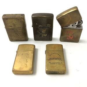 ★E10268/ZIPPO ジッポー/オイルライター/マスタング/スリム 等/1988/1989 他/ゴールド/まとめて/計5点セット/着火未確認 す　