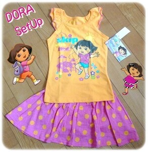 ディズニー　ＤＯＲＡ　ドーラ　セットアップ　９５ｃｍ　女の子　海外並行輸入　子供服　半袖　キャラクター　上下セット