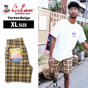 COOKMAN クックマン シェフパンツショーツ Chef Pants Short Tartan Beige XLサイズ 231-11909 短パン ゆうパケット1点まで送料無料