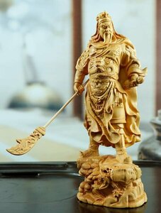 極上品 仏教工芸 精密細工 関羽像 精密彫刻 武財神 中国武将 三国志 木彫仏像 美術品