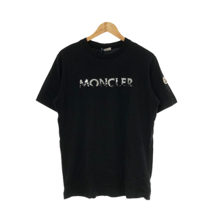 MONCLER モンクレール 【lay4121M】 サイズM グラデーションスパンコールロゴ Tシャツ T-SHIRT Tee トップス 8C00028 829HP 999 BLK 黒 OC