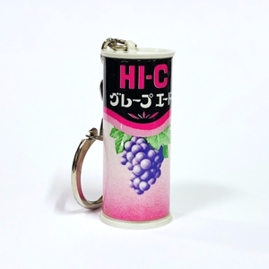 日本コカ・コーラ社 正規品 未使用 1980年代 HI-C グレープエード ミニカンキーホルダー 当時物 昭和レトロ ミニチュア ノベルティ