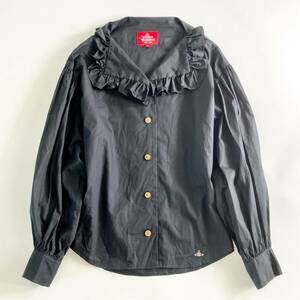 Cg26 Vivienne Westwood RED LABEL ヴィヴィアンウエストウッド 長袖シャツ フリルシャツ 00サイズ ブラック レディース 女性服