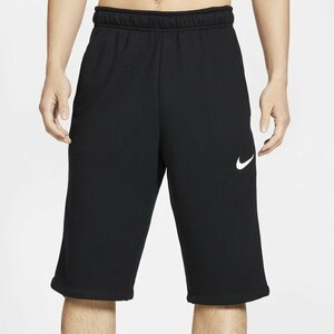 NIKE DRI-FIT フリース 3/4 ハーフパンツ ブラック M ナイキ ドライフィット スウェット トレーニング スウェット ジャージ 黒 CT0501-010