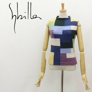 ◆Sybilla シビラ 総柄 ボトルネック ウール ニット ノースリーブ セーター トップス M