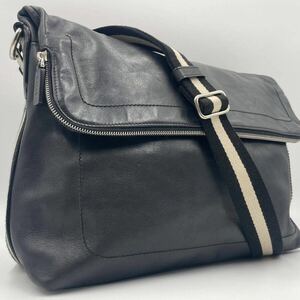 【希少モデル/美品】BALLY バリー ショルダーバッグ A4収納 メッセンジャー 本革 レザー トレインスポッティング メンズ ビジネス ブラック