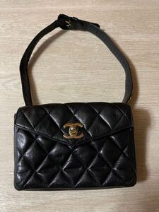 1000円～正規品 美品 シャネル CHANEL マトラッセ ココマーク ターンロック ラム ウエストバッグ