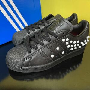 23.5cm★ 新品 アディダス オリジナルス スーパースター スタッズ adidas SUPERSTAR W WHITE STUD レザー スニーカー 黒 FV3343