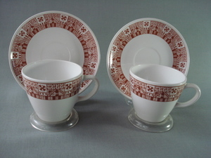 [ビンテージ]ヒルトンホテル コーニング コーヒーカップ＆ソーサー 2客　HILTON HOTEL Coffee Cup & Saucer made by CORNING　