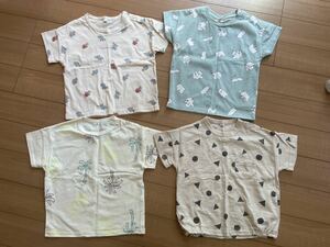 ★未着用新品4点セット！いろんな総柄がかわいい☆半袖Tシャツ　100☆くまさん、かたちなど☆送料185円★