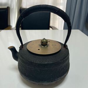 龍文堂 造 鉄瓶 銅蓋 煎茶道具 現状品