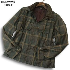 HIDEAWAYS NICOLE ハイダウェイ ニコル 通年 チェック柄★ 裏地メッシュ フード収納 ブルゾン ジャケット Sz.48 メンズ　A4T13745_C#O