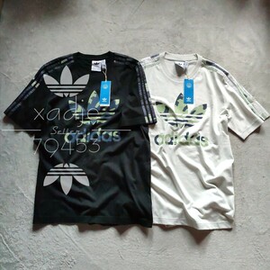 新品 正規品 adidas originals アディダス オリジナルス 2枚セット 半袖 Tシャツ プリント 黒 ブラック グリーン グレー系 迷彩 O XL