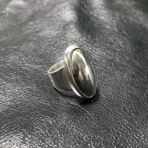 Vintage Mexican Jewelry Oval Ring 925 14号 シルバーリング スターリングシルバー メキシカンジュエリー MEXICO オーバルリング ヘビー