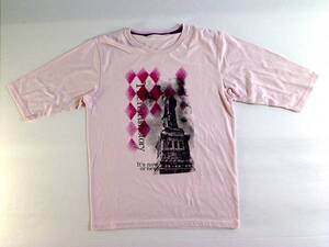 ☆クアッシュ【Quash】5分丈Tシャツ Ｍ 薄ピンク 自由の女神