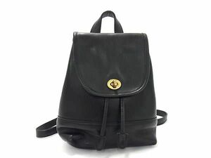 1円 ■美品■ COACH コーチ 9960 オールドコーチ ヴィンテージ コスタリカ製 レザー ターンロック ミニリュックサック ブラック系 BJ3213