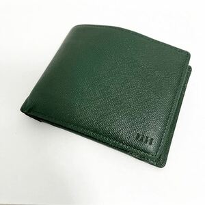 和373★ DAKS ダックス レザー 折り財布 コンパクトウォレット グリーン メンズ