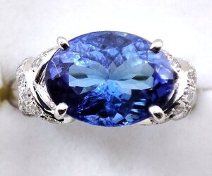 Y8622★Pt900 天然タンザナイト3.87ct 天然ダイヤモンド0.27ct リング 12.5号 約7.2g★オーバル 仕上げ済み