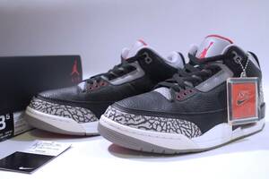 本物/2018年NIKE AIR JORDAN3 RETRO OG BLACK CEMENT黒灰 US8.5/26.5cm 数回使用のみ美品 オリジナル完全復刻max95 force1 dunk sb supreme