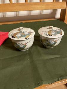 九谷焼 湯呑 茶道具 金彩　蓋付き茶碗　茶器