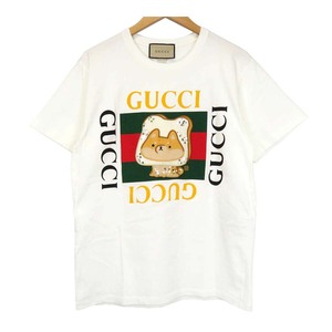 グッチ Pikarar コラボ エンブロイダリー Tシャツ 717422 メンズ ホワイト GUCCI [美品] 中古 【アパレル・小物】