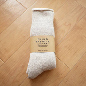 tHING FABRICS シングファブリックス CASHMERE PILE SOX カシミアパイルソックス WHT/GRAY ホワイト/グレー