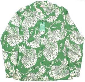 YHL91東洋Lパイナップル モンステラTHE PINEAPPLE ISLANDS長袖 アロハシャツ ハワイアンシャツSUN SURFサンサーフSS23303