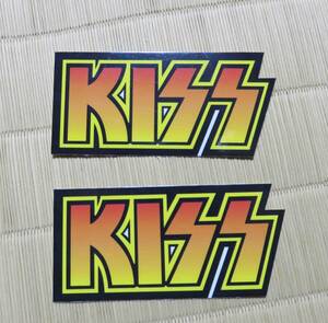 『２枚セット』■黄　英語ロゴ◆新品　キッス　KISS　アメリカ　ハードロック・バンド　ステッカー■激渋　DIY◆音楽　ミュージック 