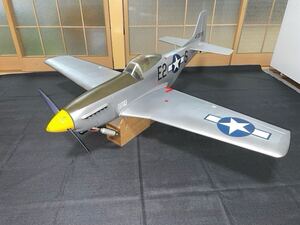 1円~ P-51 マスタング アメリカン　飛行機 全長約105cm 翼長約 125cm OS 52FSメカ付き 折りたたみ式ランディングスキッド付き R/C 現状品