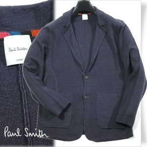 新品1円～★定価4.9万 ポールスミス Paul Smith 春夏 麻 リネンジャージ カーディガン ジャケット L ネイビー 紺 正規店本物 ◆7496◆