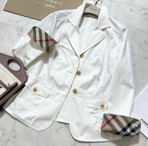 大きいサイズ　美品 バーバリー BURBERRY バーバリーロンドン ジャケット サマージャケット麻混 羽織り ノバチェック 旅行 通勤46 15号