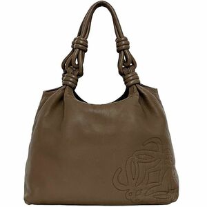 ロエベ トートバッグ ec-21558 ブラウン アナグラム 美品 ナッパ レザー 中古 LOEWE ロゴ ソフトレザー