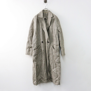 B品 ドゥーズィエムクラス Deuxieme Classe Glen Check coat グレンチェックリネンコート /ベージュ 麻【2400014179484】